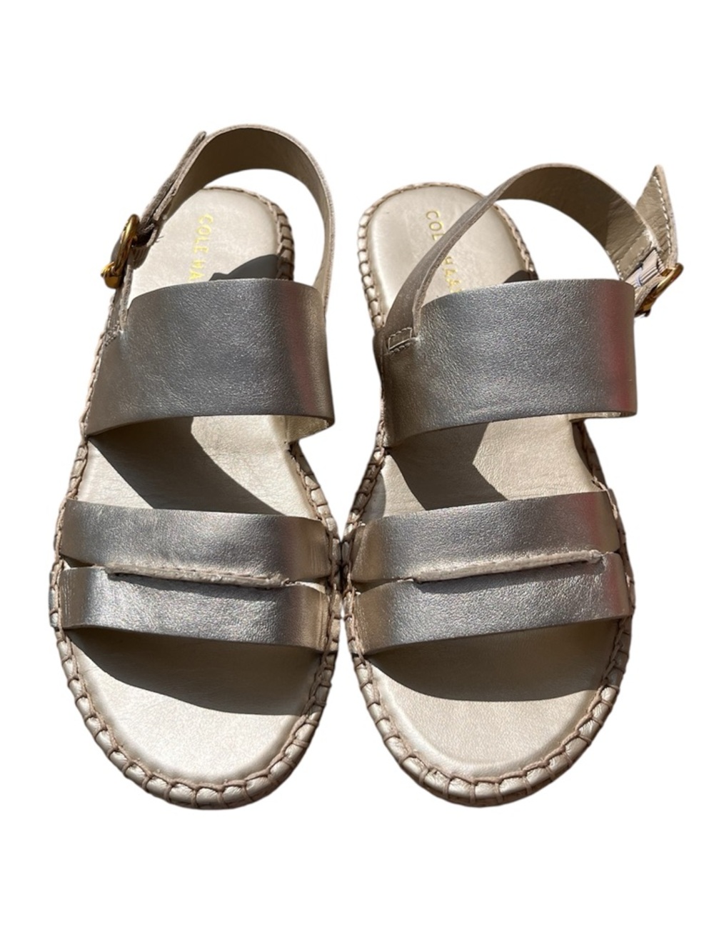 Cole Haan Women's Tilden Gold Leather Espadrilles Sandal Shoes NWOT Size 8.5